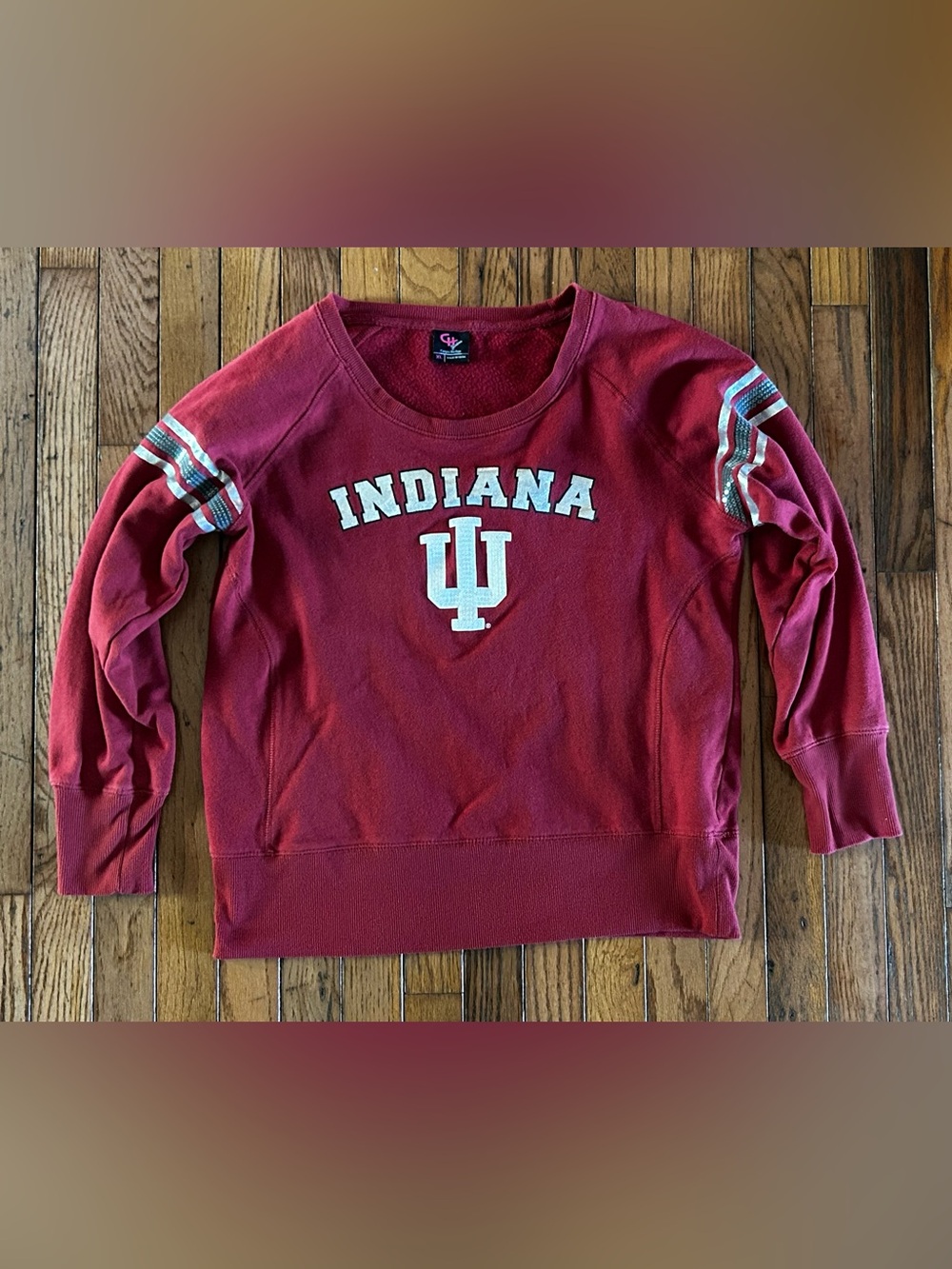 Indiana Hoosiers Women’s XL Crimson Sequin Stripe Crewneck Sweatshirt